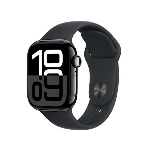 Apple AW 42mm Jet Black Aluminium Case S10 GPS + Cellular - Black Sport Band M/L