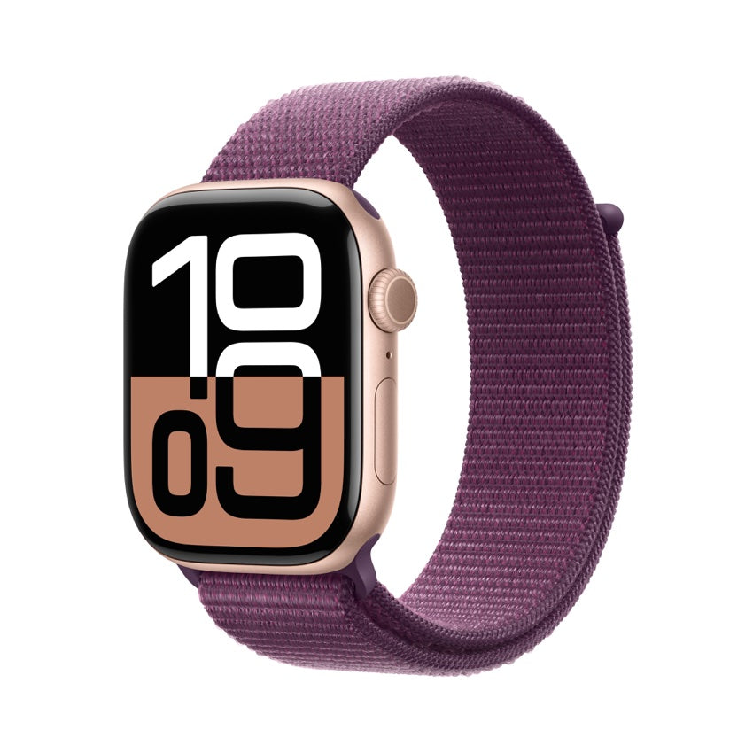 Apple AW 46mm Rose Gold Aluminium Case S10 GPS - Plum Sport Loop