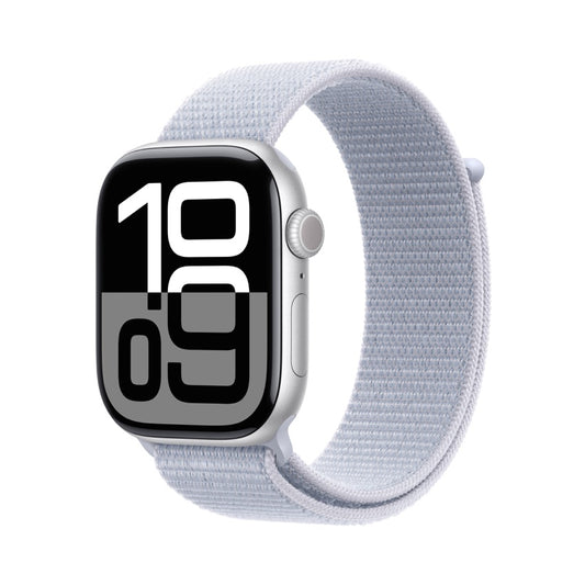 Apple AW 46mm Silver Aluminium Case S10 GPS - Blue Cloud Sport Loop