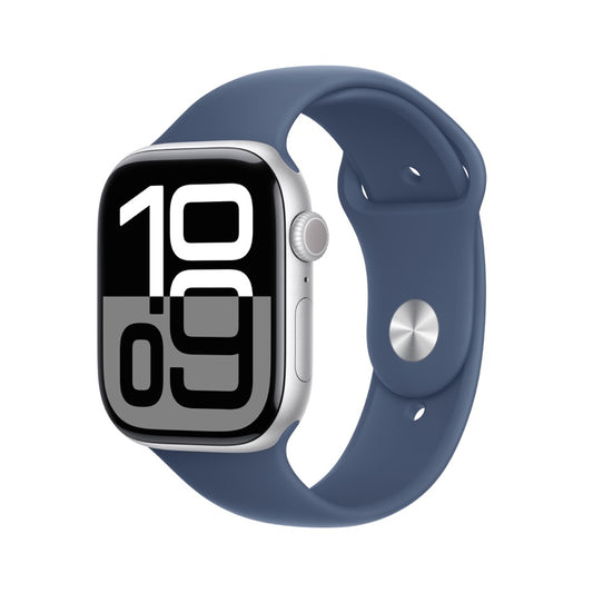 Apple AW 46mm Silver Aluminium Case S10 GPS + Cellular - Denim Sport Band S/M