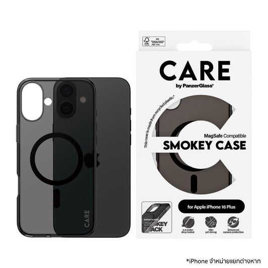 เคสไอโฟน Smokey Hard รองรับ MagSafe สำหรับ iPhone 16 Plus สี Black จากแบรนด์ CARE