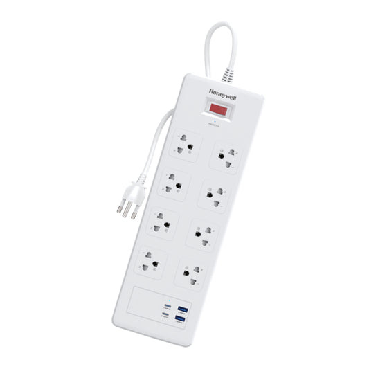 รางปลั๊กไฟ Honeywell 8 Outlet Surge Protector พร้อม USB-C x 2, USB-A x 2