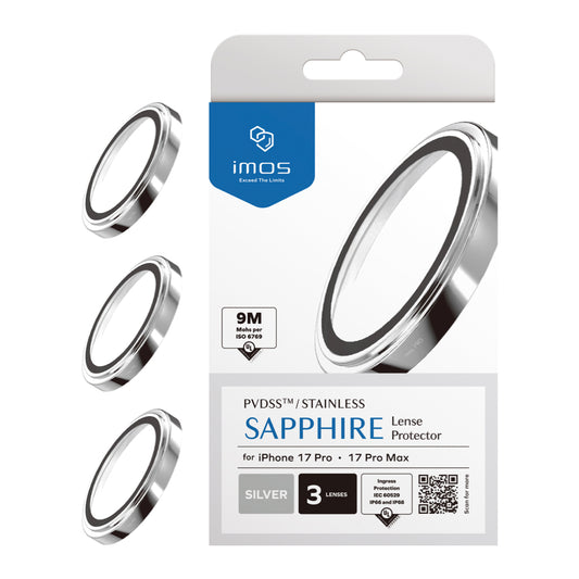 ฟิล์มกระจกป้องกันเลนส์ Sapphire Stainless สำหรับ iPhone 17 Pro / 17 Pro Max สี Silver แบรนด์ IMOS
