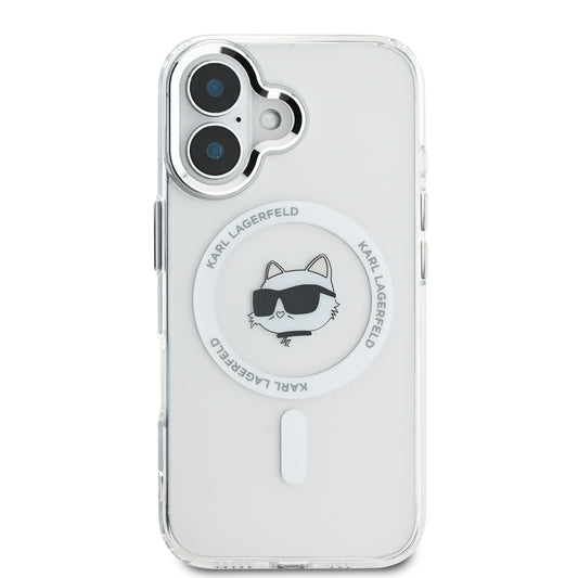 เคสไอโฟน Choupette Head รองรับ MagSafe สำหรับ iPhone 16 สี White จากแบรนด์ KARL LAGERFELD