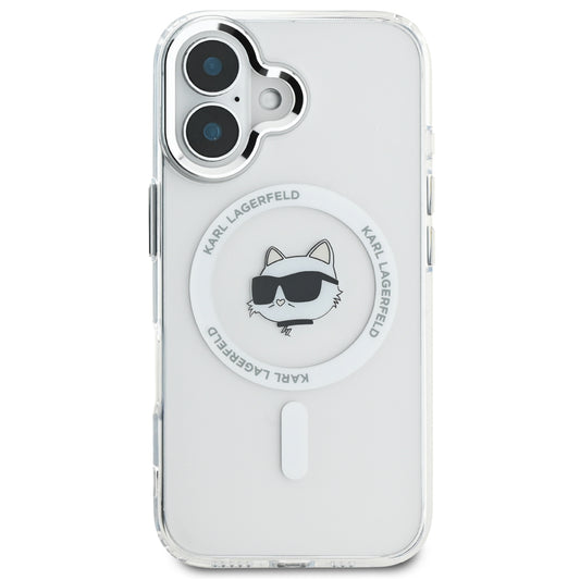 เคสไอโฟน Choupette Head รองรับ MagSafe สำหรับ iPhone 16 Plus สี White จากแบรนด์ KARL LAGERFELD