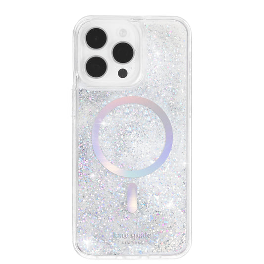 เคสไอโฟน Liquid Glitter สำหรับ iPhone 15 Pro รองรับ MagSafe สี Opal Iridescent จากแบรนด์ KATE SPADE