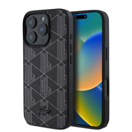 เคสกันกระแทก iPhone 16 Pro Lacoste MagSafe Hard Case PVC Monogram สี Black