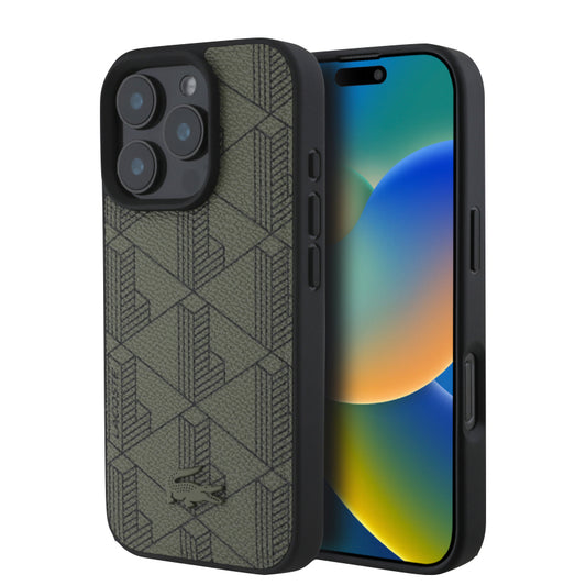 เคสกันกระแทก iPhone 16 Pro Lacoste MagSafe Hard Case PVC Monogram สี Khaki