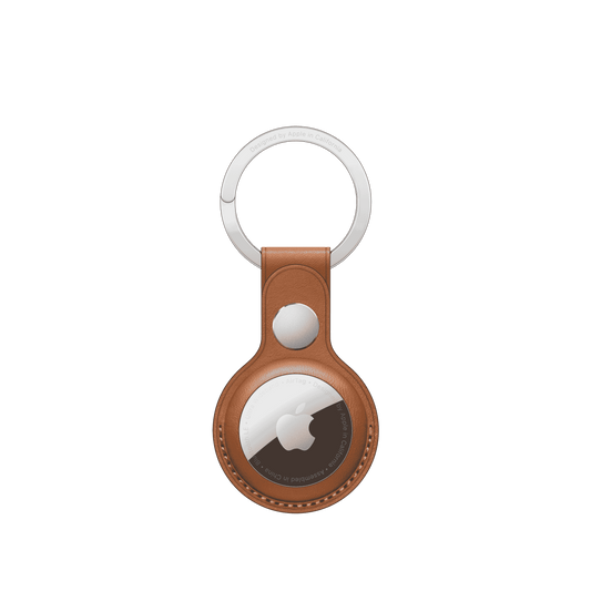 AirTag Leather Key Ring - Saddle Brown