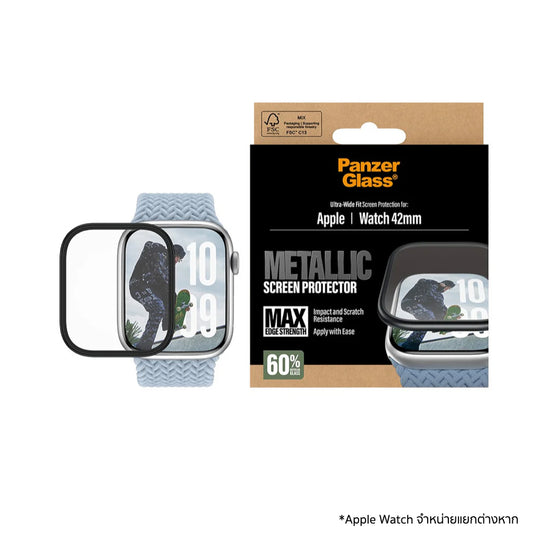ฟิล์ม Apple Watch 11 42mm. PanzerGlass Metal Frame - Black