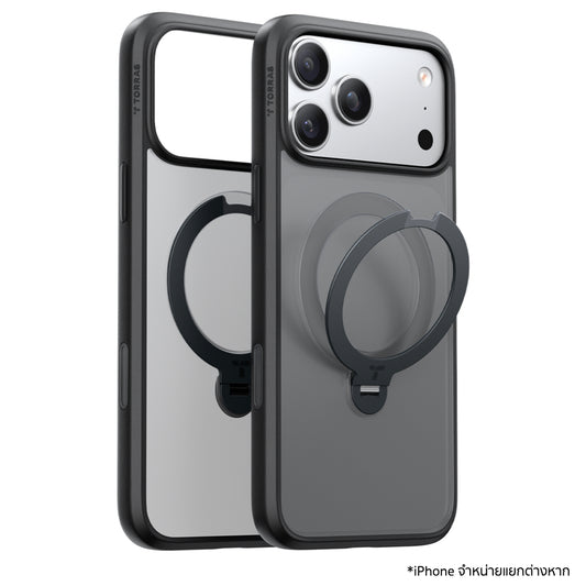 เคสกันกระแทก iPhone 17 Pro Max Torras Ostand Spin Series - Black ขาตั้งหมุนได้ 360° ดีไซน์แข็งแรง ทนทาน รองรับการชาร์จไร้สาย
