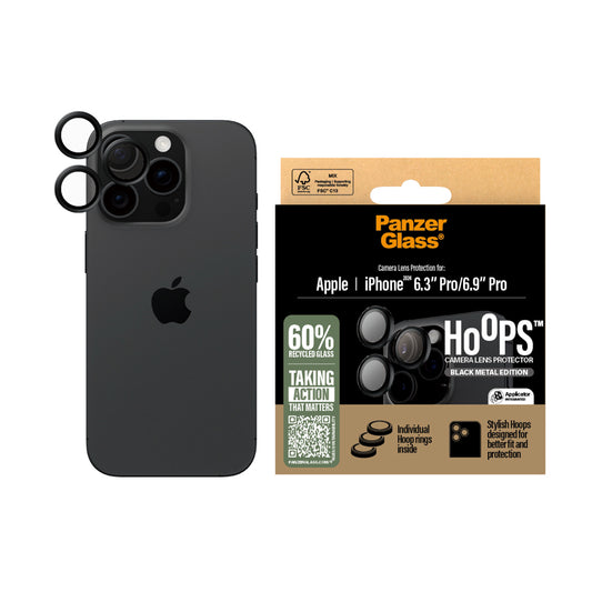 PANZERGLASS Hoops Black Lens Protector for iPhone 16 Pro/16 Pro Max