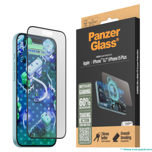 PANZERGLASS Ultra Wide Fit Matte Gaming for iPhone 16 Plus