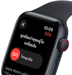 หน้าจอการตรวจจับการชนกันของ Apple Watch SE พร้อมปุ่มโทรฉุกเฉิน