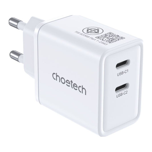 หัวชาร์จ Choetech Dual USB-C Ports PD 45W ปลั๊ก TH สี White แบรนด์ CHOETECH