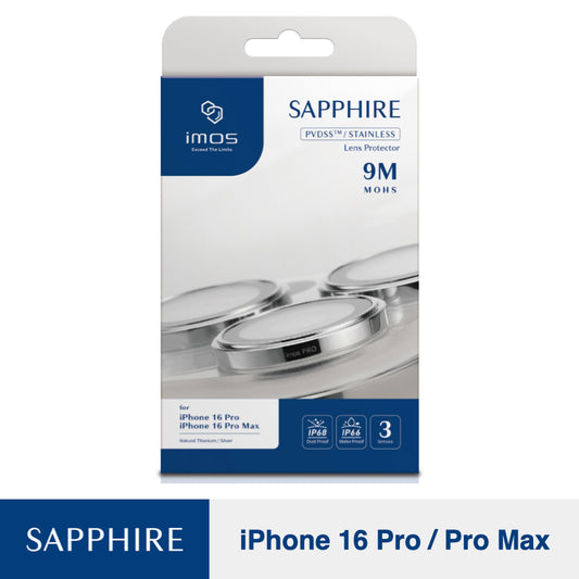 IMOS Sapphire Lens Protector PVD Stainless Frame for iPhone 16 Pro/16 Pro Max - Silver