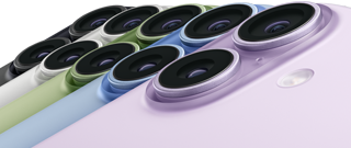 iPhone 17, ภายนอกด้านหลัง, ระบบกล้อง Fusion คู่, ทั้ง 5 สีอยู่ซ้อนกัน: ดำ ขาว เขียวเสจ ฟ้าหมอก และลาเวนเดอร์