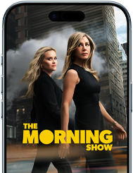 หน้าจอด้านหน้าของ iPhone Air แสดงซีรีส์ Apple TV+ เรื่อง The Morning Show