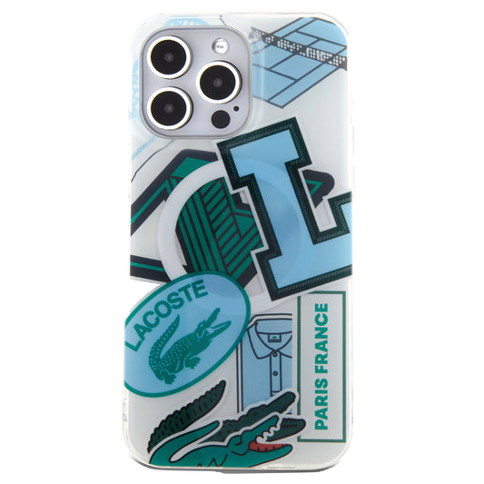 LACOSTE Mag Hard Case Double Layer for iPhone 15 Pro Max - Blue Patchs