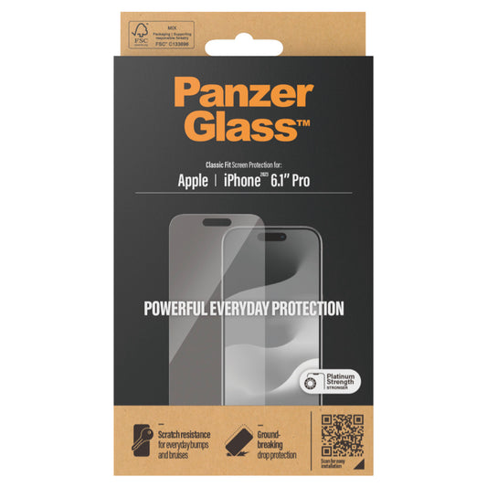 PANZERGLASS Classic Fit for iPhone 15 Pro