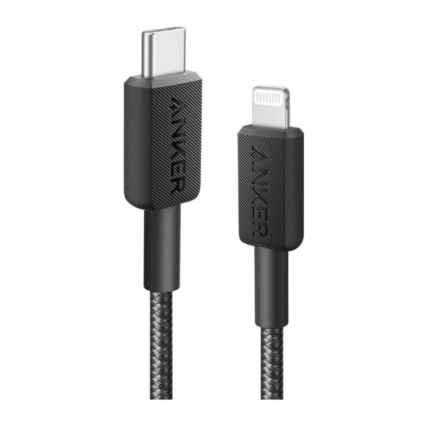 Anker 322 USB-C to Lightning Cable [6ft, Braided] - Black สายชาร์จ USB-C to Lightning ความยาว 6 ฟุต พร้อมดีไซน์ถักแข็งแรง ทนทาน รองรับการชาร์จเร็ว