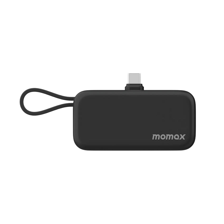 MOMAX 1-Power Mini 5000mAh Bulit-in foldable USB-C connector Battery pack (Black)