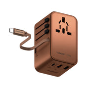 MOMAX 1-World+ 70W GaN 3-Port w /Built-in USB-C Cable + AC Travel Adaptorr (Sandstone)