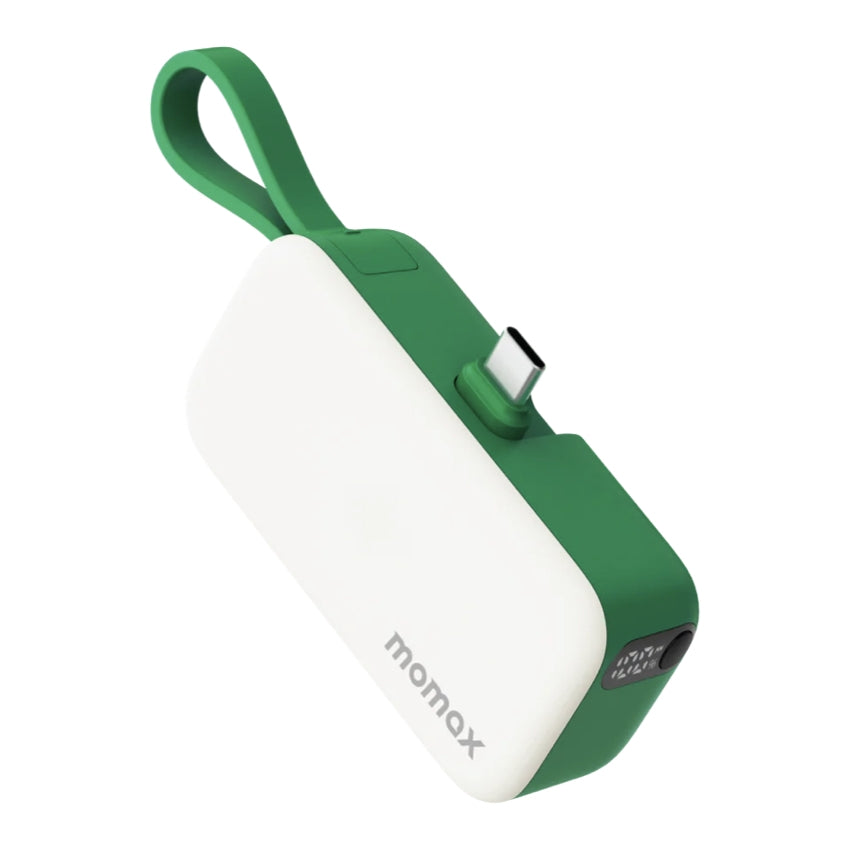แบตเตอรี่สำรอง Momax 1-Power Mini 3-in-1 ความจุ 5000mAh (USB-C) สี Green