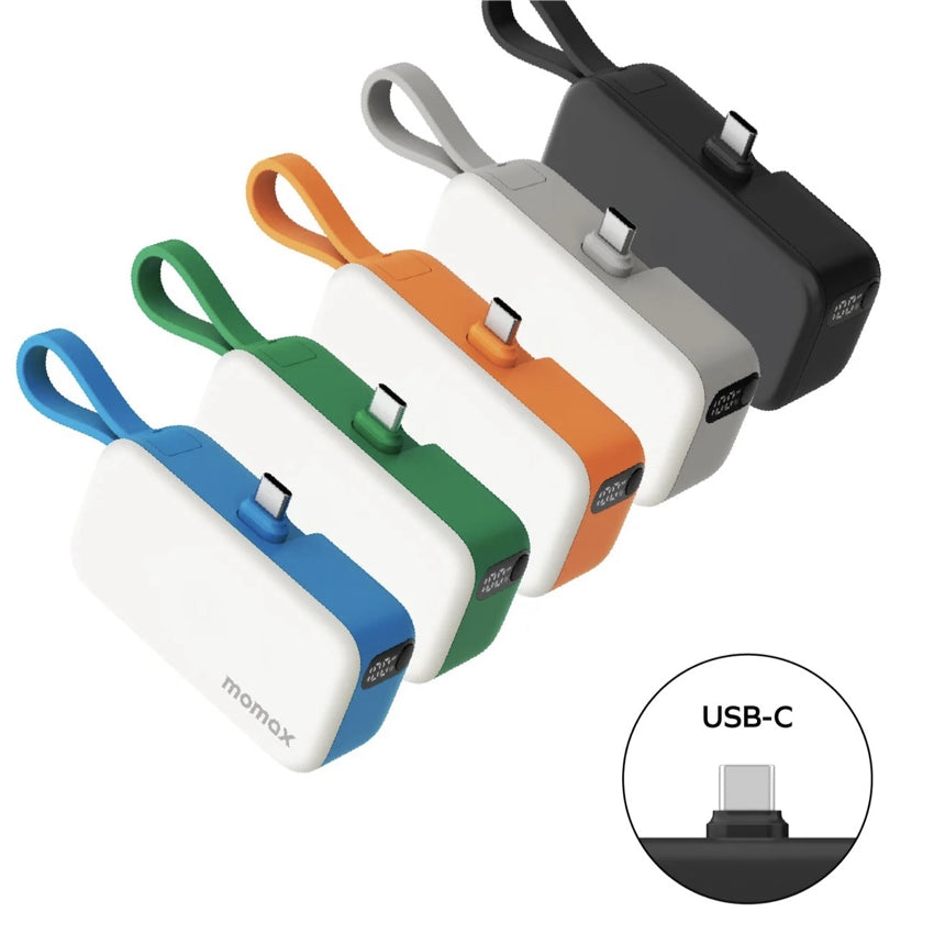 แบตเตอรี่สำรอง Momax 1-Power Mini 3-in-1 ความจุ 5000mAh (USB-C) สี Orange