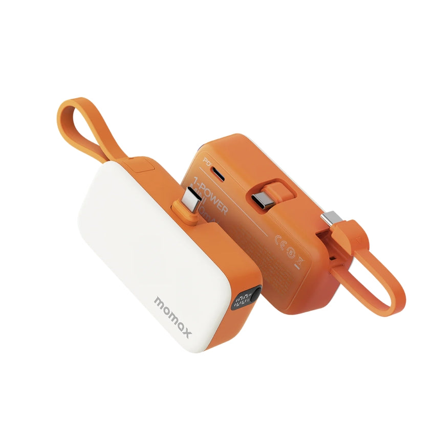 แบตเตอรี่สำรอง Momax 1-Power Mini 3-in-1 ความจุ 5000mAh (USB-C) สี Orange