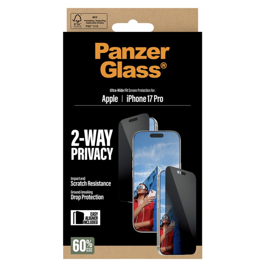 PanzerGlass iPhone 17 Pro Film Ultra Wide Fit Privacy screen protector กันรอยขีดข่วนและปกป้องความเป็นส่วนตัว