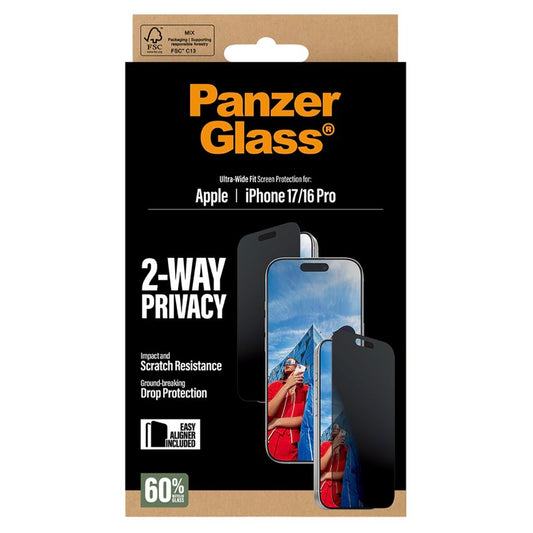 PanzerGlass iPhone 17 Film Ultra Wide Fit Privacy screen protector กันรอยขีดข่วนและปกป้องความเป็นส่วนตัว