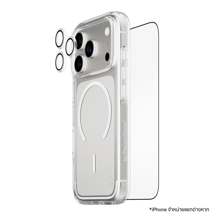 ชุดปกป้อง iPhone 17 Pro ครบเซ็ต PanzerGlass เคสใสทนแรงกระแทก + ฟิล์มกันรอย