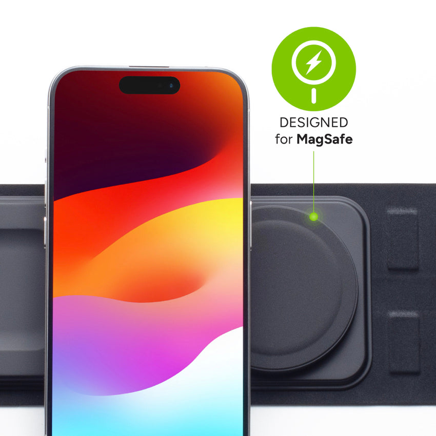 Mophie-UNV WRLS-3in1 travel charger w/ MagSafe-BLK-ROC-THI