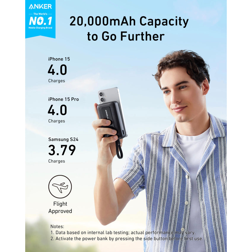 Anker Zolo Power Bank [10K 30W Built-in USB-C Cable] - White