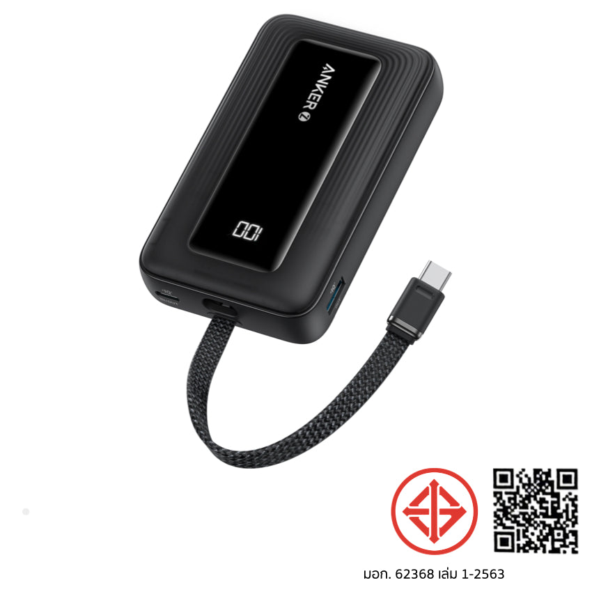 แบตเตอรี่สำรองพกพา Anker Zolo Power Bank สี Black (สาย USB-C)