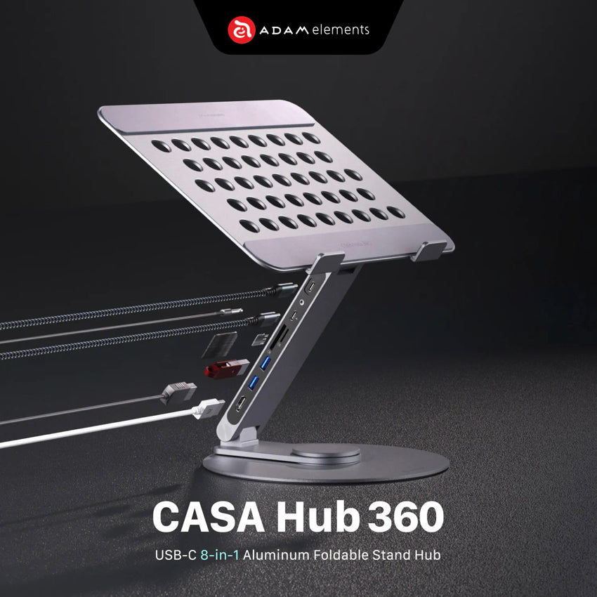 Adam Element CASA HUB 360 USB-C 8-in-1 Aluminum Foldable Stand Hub
