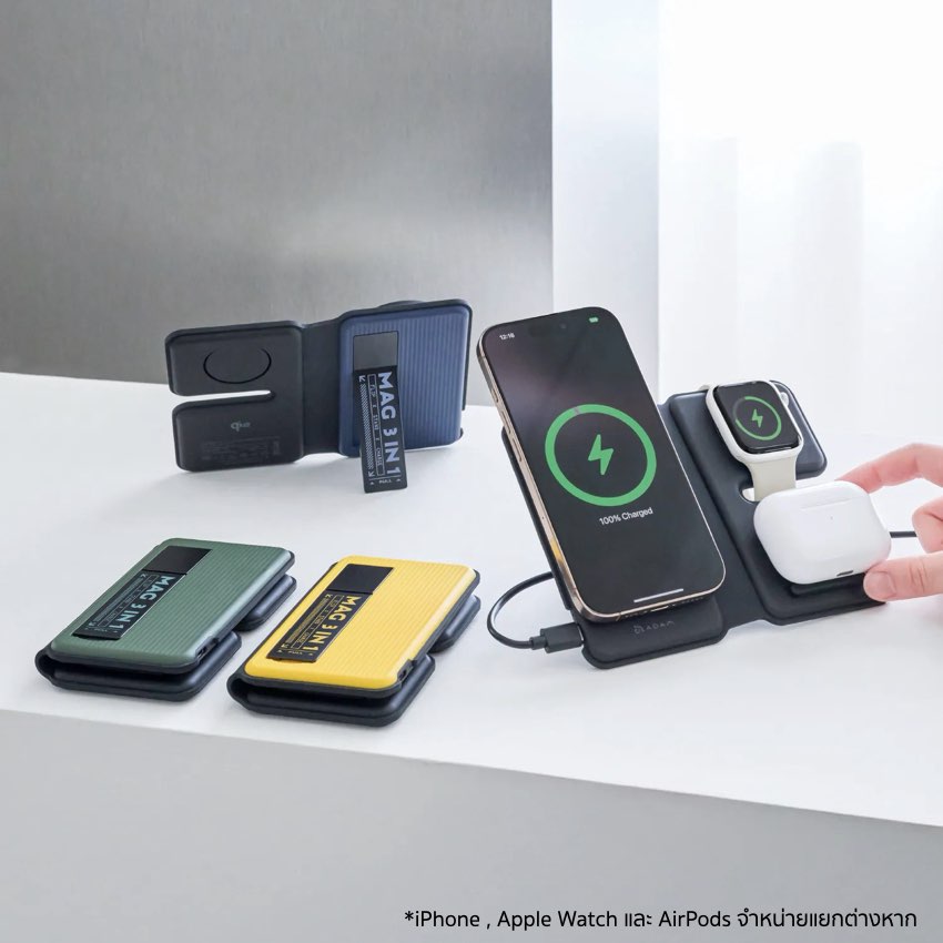 Adam Element Mag Book Qi2 3-in-1 Wireless Charging Station with Stand - Green