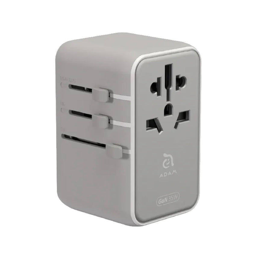 Adam Element OMNIA T35L Universal Travel Adapter with Built-In USB-C Cable 35W-Gray