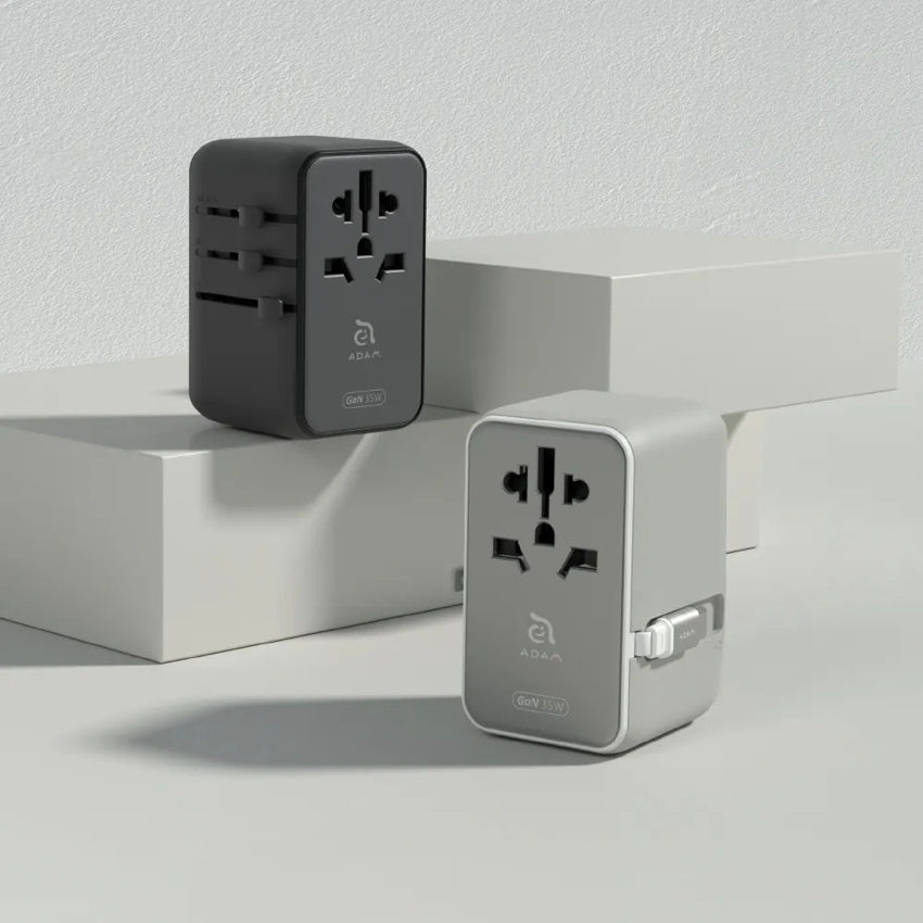 Adam Element OMNIA T35L Universal Travel Adapter with Built-In USB-C Cable 35W-Gray