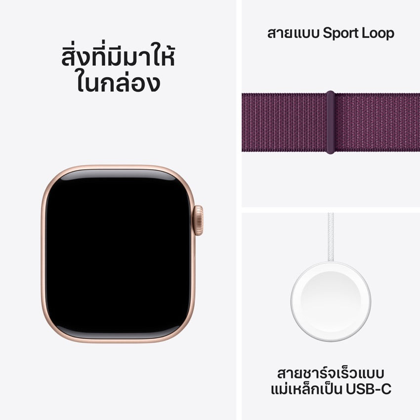 Apple AW 42mm Rose Gold Aluminium Case S10 GPS + Cellular - Plum Sport Loop