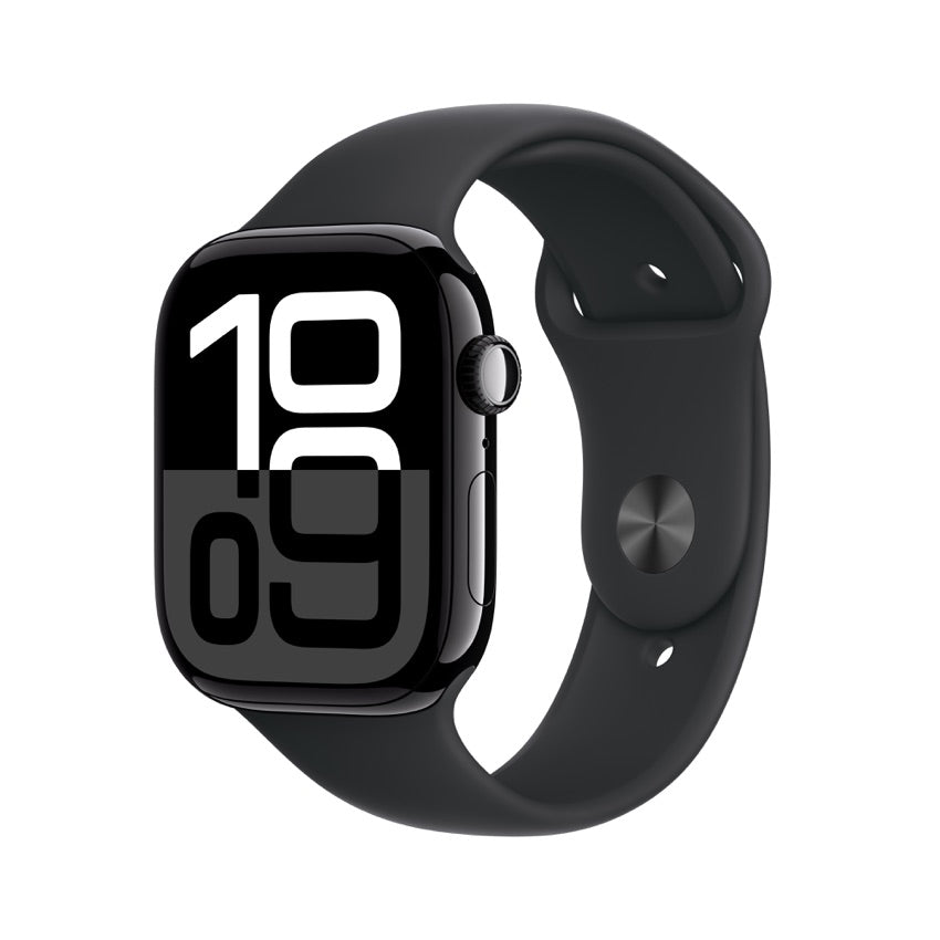 Apple AW 46mm Jet Black Aluminium Case S10 GPS + Cellular - Black Sport Band M/L