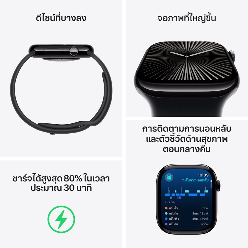 Apple AW 46mm Jet Black Aluminium Case S10 GPS + Cellular - Black Sport Band M/L