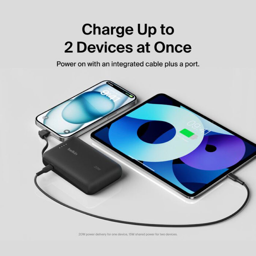 BELKIN BOOST CHARGE Power Bank 10K with built in cable-Black