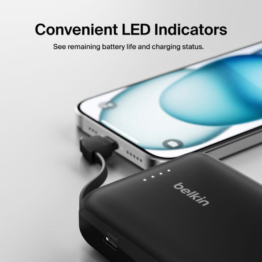 BELKIN BOOST CHARGE Power Bank 10K with built in cable-Black