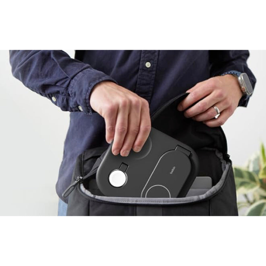 Belkin BOOST CHARGE Qi2 3-in-1 Magnetic Foldable Wireless Charger- Black