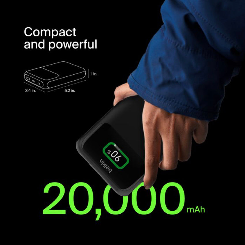 Belkin Boost Charge Pro Power Bank 20K 2 USB-C 1 USB-A 65W Black