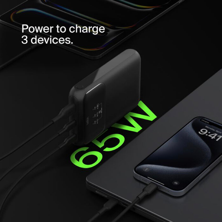 Belkin Boost Charge Pro Power Bank 20K 2 USB-C 1 USB-A 65W Black