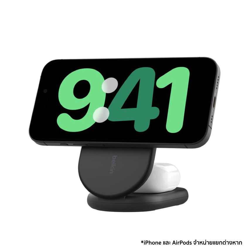 Belkin BoostCharge 2 in 1 Magnetic Wireless Charging Stand Qi2 15W - Black