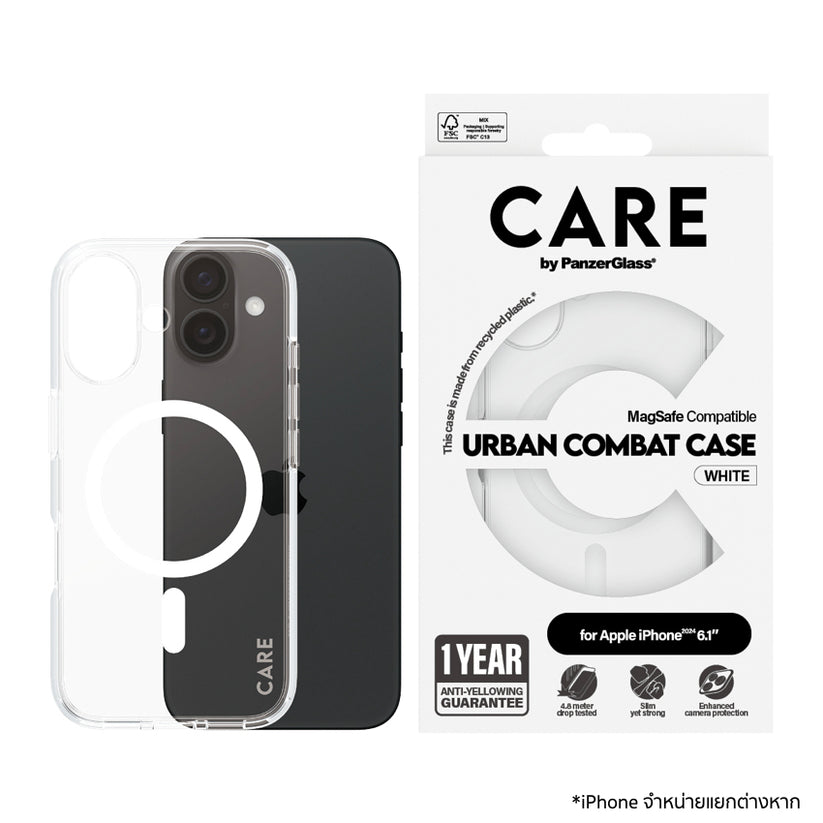 เคสไอโฟน Flagship รองรับ MagSafe สำหรับ iPhone 16 สี White จากแบรนด์ CARE by PanzerGlass
